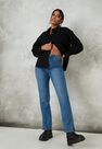 Missguided - Black Black Grandad Collar Denim Shirt Missguided - Black Black Grandad Collar Denim Shirt