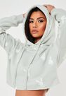 Missguided - Grey Playboy X Missguided Repeat Print Cropped Hoodie Missguided - Grey Playboy X Missguided Repeat Print Cropped Hoodie