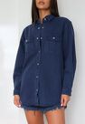 Missguided - Navy Co Ord Oversized Denim Shirt Missguided - Navy Co Ord Oversized Denim Shirt