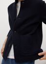 Mango - navy Pocket wool-blend cardigan Mango - navy Pocket wool-blend cardigan