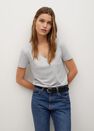 Mango - medium grey V-neck cotton T-shirt Mango - medium grey V-neck cotton T-shirt