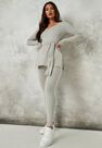 Missguided - Grey Rib T Shirt And Leggings Co Ord Set Missguided - Grey Rib T Shirt And Leggings Co Ord Set