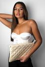 Missguided - Stone Quilted Clutch Bag Missguided - Stone Quilted Clutch Bag