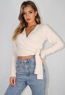Missguided - Cream Popcorn Knit Wrap Front Cardigan Missguided - Cream Popcorn Knit Wrap Front Cardigan