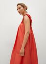 Mango - Medium Red 100% Cotton Midi Dress, Women Mango - Medium Red 100% Cotton Midi Dress, Women