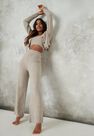 Missguided - Stone Recycled Stone Co Ord Knit Wide Leg Trousers Missguided - Stone Recycled Stone Co Ord Knit Wide Leg Trousers