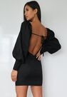 Missguided - Black Low Back Puff Sleeve Mini Dress Missguided - Black Low Back Puff Sleeve Mini Dress