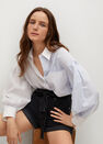 Mango - open grey Paperbag denim shorts, Women Mango - open grey Paperbag denim shorts, Women