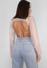 Missguided - Pink Blush Satin Long Sleeve Open Back Crop Top Missguided - Pink Blush Satin Long Sleeve Open Back Crop Top