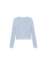 Mango - Lt-Pastel Blue Flowers Knit Cardigan, Women Mango - Lt-Pastel Blue Flowers Knit Cardigan, Women
