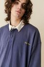 Urban Outfitters - Navy Iets Frans'.. Washed Rugby Polo Shirt Urban Outfitters - Navy Iets Frans'.. Washed Rugby Polo Shirt