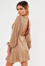 Missguided - Nude Nude Satin Dalmatian Print Keyhole Back Skater Dress Missguided - Nude Nude Satin Dalmatian Print Keyhole Back Skater Dress