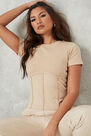 Missguided - Stone Rib Short Sleeve Corset T Shirt Missguided - Stone Rib Short Sleeve Corset T Shirt