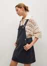 Mango - open grey Black denim pinafore dress, Women Mango - open grey Black denim pinafore dress, Women