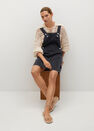 Mango - open grey Black denim pinafore dress, Women Mango - open grey Black denim pinafore dress, Women