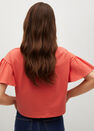 Mango - Bright Red Frills Cotton T-Shirt, Women Mango - Bright Red Frills Cotton T-Shirt, Women