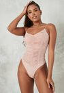 Missguided - Rose Clear Strap Slinky Ruched Front Bodysuit Missguided - Rose Clear Strap Slinky Ruched Front Bodysuit