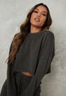 Missguided - Dark Grey Cropped Sweatshirt And Cycling Short Co Ord Set Missguided - Dark Grey Cropped Sweatshirt And Cycling Short Co Ord Set