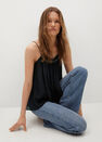 Mango - black Flowy strap top, Women Mango - black Flowy strap top, Women