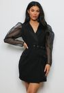 Missguided - Black Organza Sleeve Blazer Dress Missguided - Black Organza Sleeve Blazer Dress