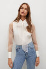 Mango - natural white Semi-transparent bow sleeve blouse, Women Mango - natural white Semi-transparent bow sleeve blouse, Women