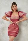 Missguided - Deep Purple Plum Puff Sleeve Ruched Mesh Mini Dress Missguided - Deep Purple Plum Puff Sleeve Ruched Mesh Mini Dress