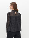 Reserved - Ladies’ Patterned Blouse With Stand Up Collar - Black Reserved - Ladies’ Patterned Blouse With Stand Up Collar - Black