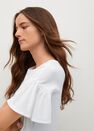 Mango - White Frills Cotton T-Shirt, Women Mango - White Frills Cotton T-Shirt, Women