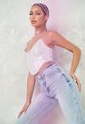 Missguided - Silver Sequin High Bust Point Corset Top Missguided - Silver Sequin High Bust Point Corset Top
