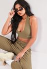 Missguided - Kahki Halter Neck Crop Top Missguide Missguided - Kahki Halter Neck Crop Top Missguide