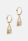 Missguided - Gold Look Pave Padlock Huggie Hoop Earrings, Women Missguided - Gold Look Pave Padlock Huggie Hoop Earrings, Women