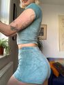 Urban Outfitters - SKY iets frans... Blue Velour Cycling Shorts Urban Outfitters - SKY iets frans... Blue Velour Cycling Shorts
