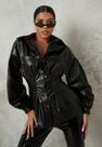 Missguided - Black Faux Leather Corset Waist Oversized Shirt Missguided - Black Faux Leather Corset Waist Oversized Shirt