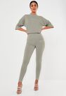 Missguided - Kahki Missguided Deep Waistband Leggings Missguided - Kahki Missguided Deep Waistband Leggings