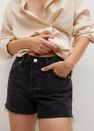 Mango - Open Grey Mini Shorts With Frayed Hem, Women Mango - Open Grey Mini Shorts With Frayed Hem, Women