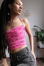 Urban Outfitters - Pink UO Hailey Mesh Tie-Up Print Top Urban Outfitters - Pink UO Hailey Mesh Tie-Up Print Top
