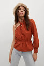 Mango - medium orange Asymmetric neckline blouse, Women Mango - medium orange Asymmetric neckline blouse, Women