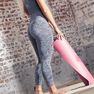 DOMYOS - XS Seamless 7/8 Dynamic Yoga Leggings - Mottled Coral - Dark Grey DOMYOS - XS Seamless 7/8 Dynamic Yoga Leggings - Mottled Coral - Dark Grey