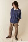 Urban Outfitters - Navy Iets Frans'.. Washed Rugby Polo Shirt Urban Outfitters - Navy Iets Frans'.. Washed Rugby Polo Shirt