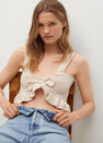Mango - Light Beige Knitted Cropped Top, Women Mango - Light Beige Knitted Cropped Top, Women