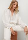 Mango - natural white Embroidered detail shirt, Women Mango - natural white Embroidered detail shirt, Women
