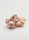 Mango - Light Beige 2 Pack Printed Hair Ties, Kids Girl Mango - Light Beige 2 Pack Printed Hair Ties, Kids Girl