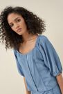 Salsa Jeans - Blue Regular fit shirt with balloon sleeves Salsa Jeans - Blue Regular fit shirt with balloon sleeves