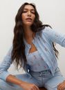Mango - Lt-Pastel Blue Flowers Knit Cardigan, Women Mango - Lt-Pastel Blue Flowers Knit Cardigan, Women