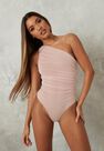 Missguided - Nude Slinky Ruched Mesh Bodysuit Missguided - Nude Slinky Ruched Mesh Bodysuit