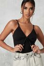 Missguided - Black Bow Front Ruched Bust Vest Top Missguided - Black Bow Front Ruched Bust Vest Top