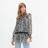 Reserved - Ladies’ Patterned Ruffle Blouse - Black Reserved - Ladies’ Patterned Ruffle Blouse - Black
