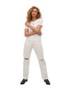 Mango - light beige Decorative rips relaxed jeans, Women Mango - light beige Decorative rips relaxed jeans, Women