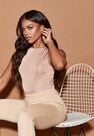 Missguided - Nude Camel Slinky Racer Neck Vest Top Missguided - Nude Camel Slinky Racer Neck Vest Top