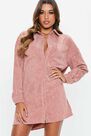 Missguided - Pink Blush Soft Cord Oversized Shirt Dress Missguided - Pink Blush Soft Cord Oversized Shirt Dress